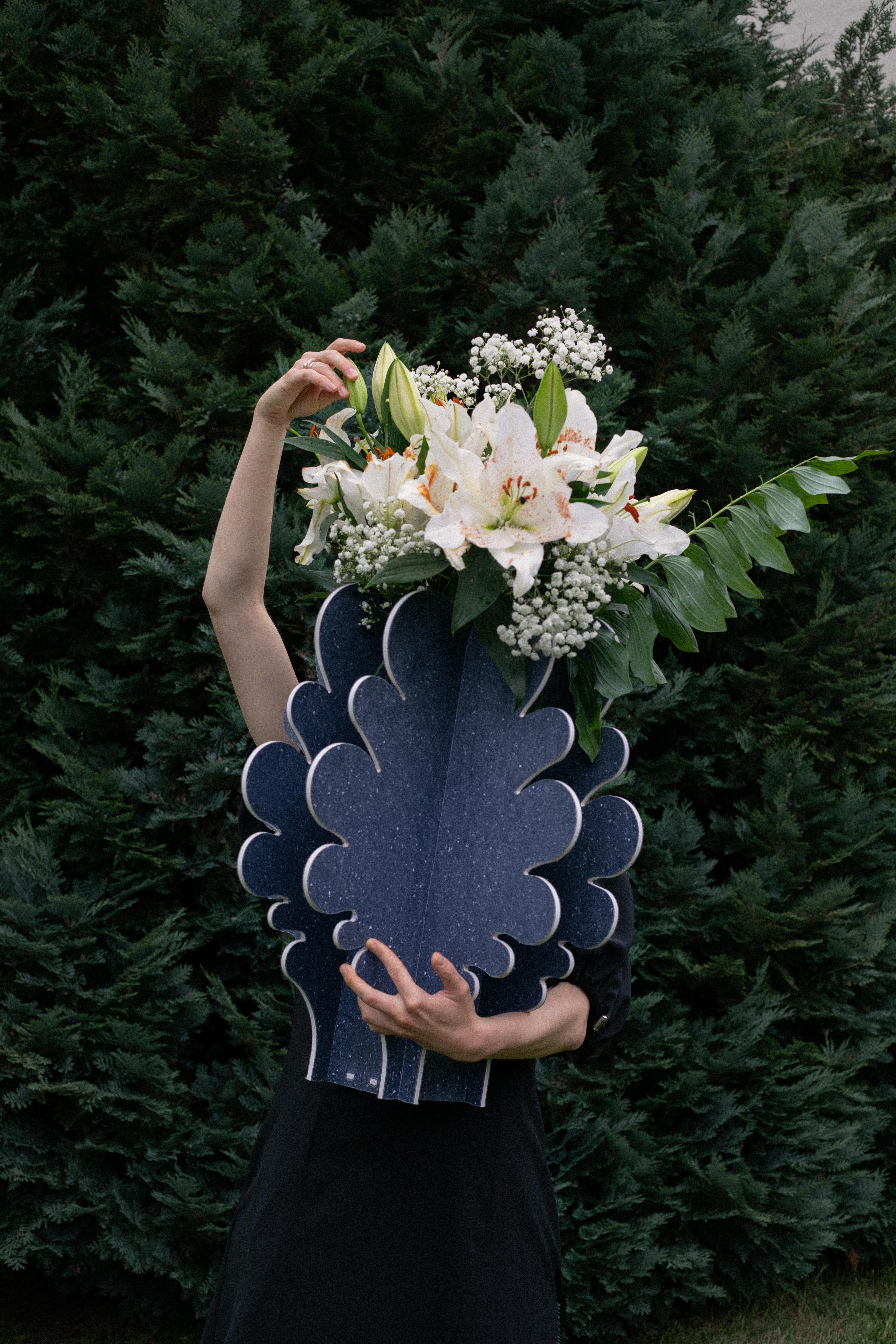 Big Blooming Cuts Vase by Ebba Lindgren
Dimensions: D 50 x W 50 x H 55 cm.
Materials: Recycled textile fiberboard (“really board”), glass.


Ebba Lindgren
Is an internationally renowned artist/designer based in Malmö. Lindgren's practice is artistic