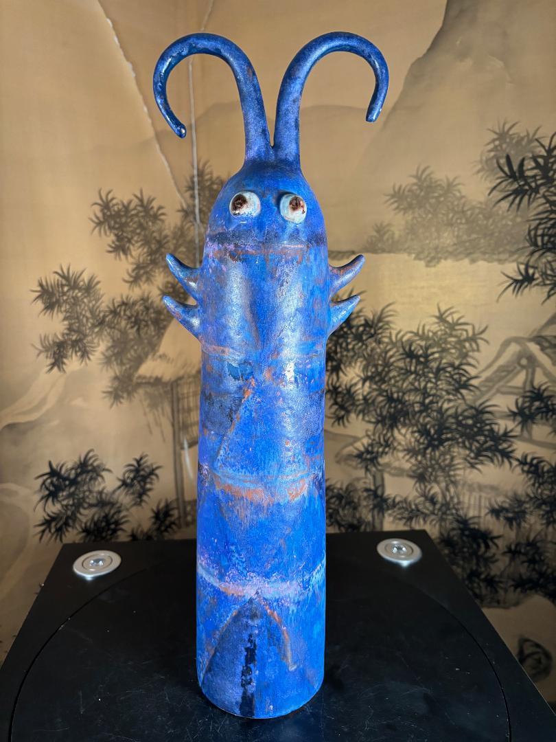 German Big Blue Caterpillar Master Work by Eva Fritz-Lindner For Sale