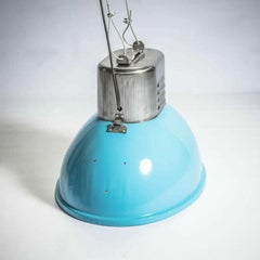 Big Blue Industrial Vintage European Original Steel Pendant Lamp
