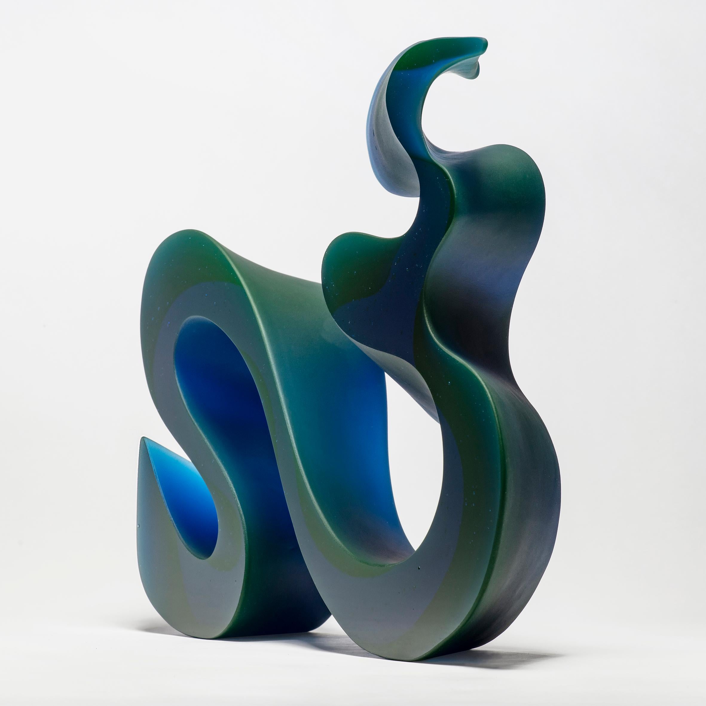 Danish Big Blue Line, a Unique Blue Cast Glass Sculpture by Karin Mørch