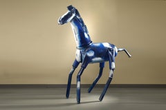 Big Blue Pinto Unique Sculpture Modern Plastic Assemblage by Jerry Ross Barrish