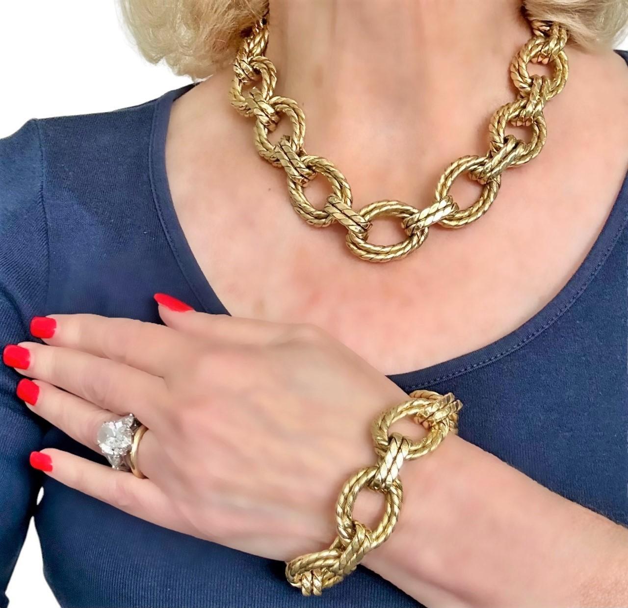 Big, Bold 14k Gold Mid-20th Century Italian Necklace, Bracelet Combination For Sale 4