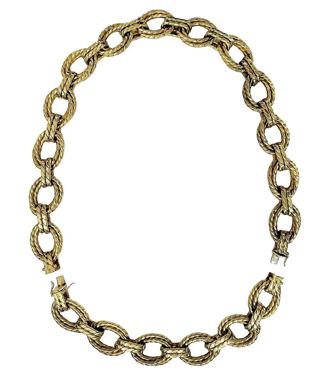 Modern Big, Bold 14k Gold Mid-20th Century Italian Necklace, Bracelet Combination For Sale