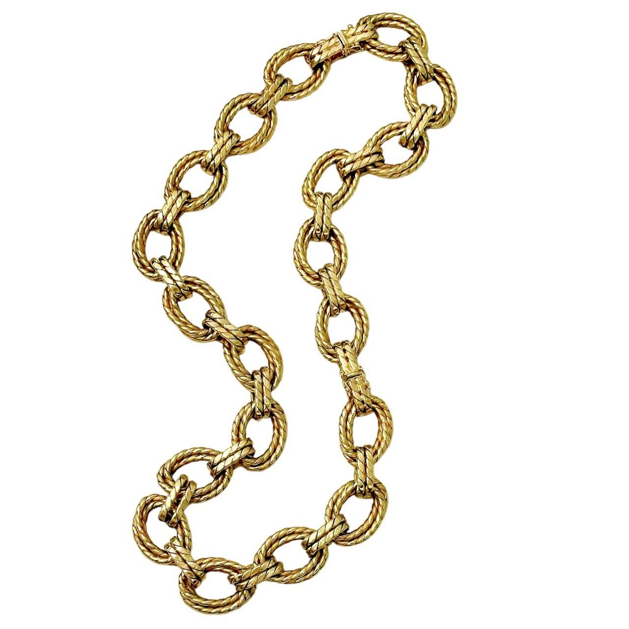 Big, Bold 14k Gold Mid-20th Century Italian Necklace, Bracelet Combination In Good Condition For Sale In Palm Beach, FL