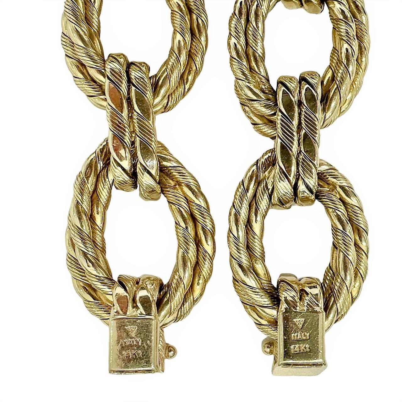 Women's or Men's Big, Bold 14k Gold Mid-20th Century Italian Necklace, Bracelet Combination For Sale