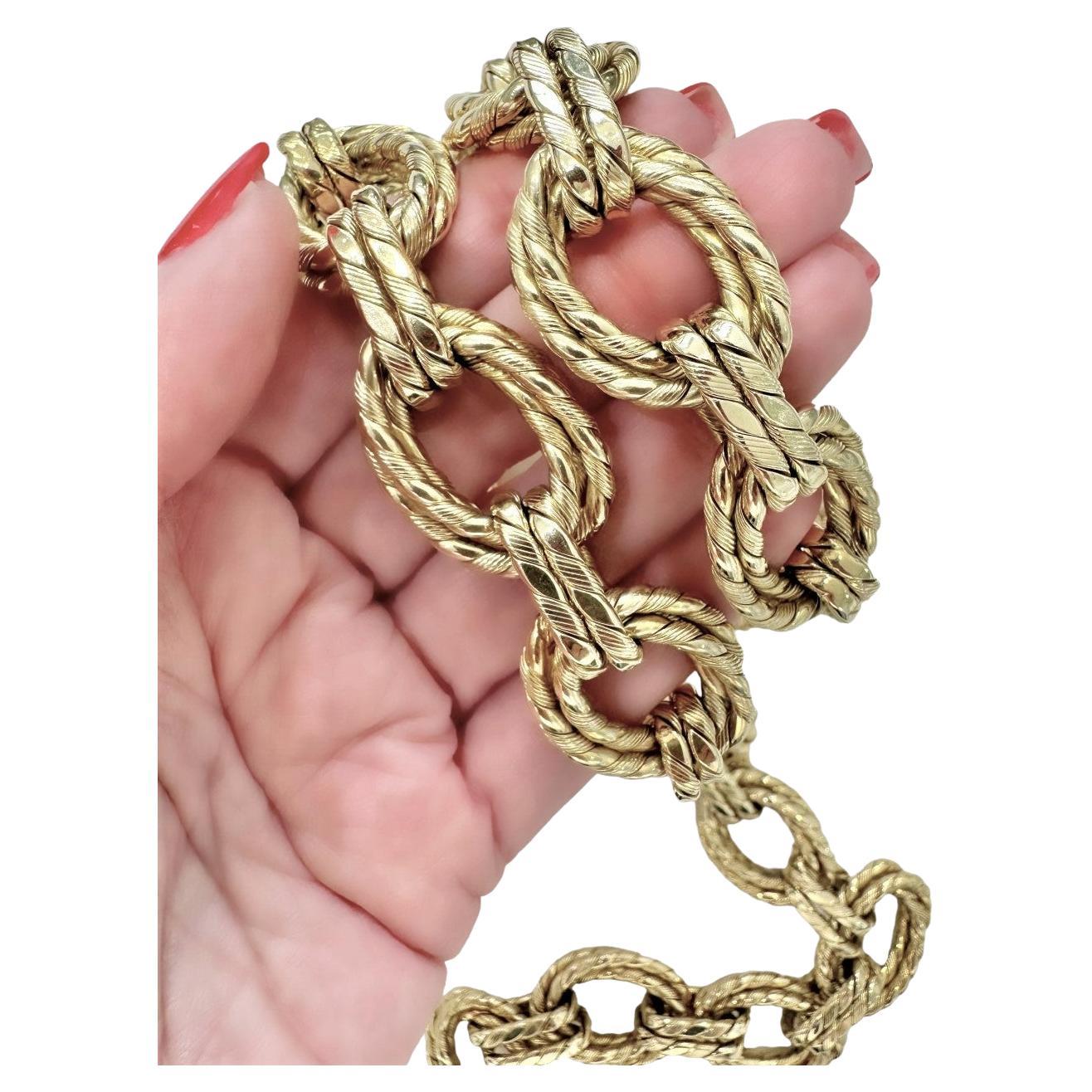 Große, kühne 14-Karat-Gold-Halskette aus der Mitte des 20. Jahrhunderts, 25 Teile