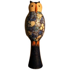 Tall Blue Owl Master Artisan Eva Fritz-Lindner