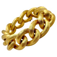 Big, Bold, Vintage, 18K Yellow Gold, Florentine Finish Curb Link Bracelet