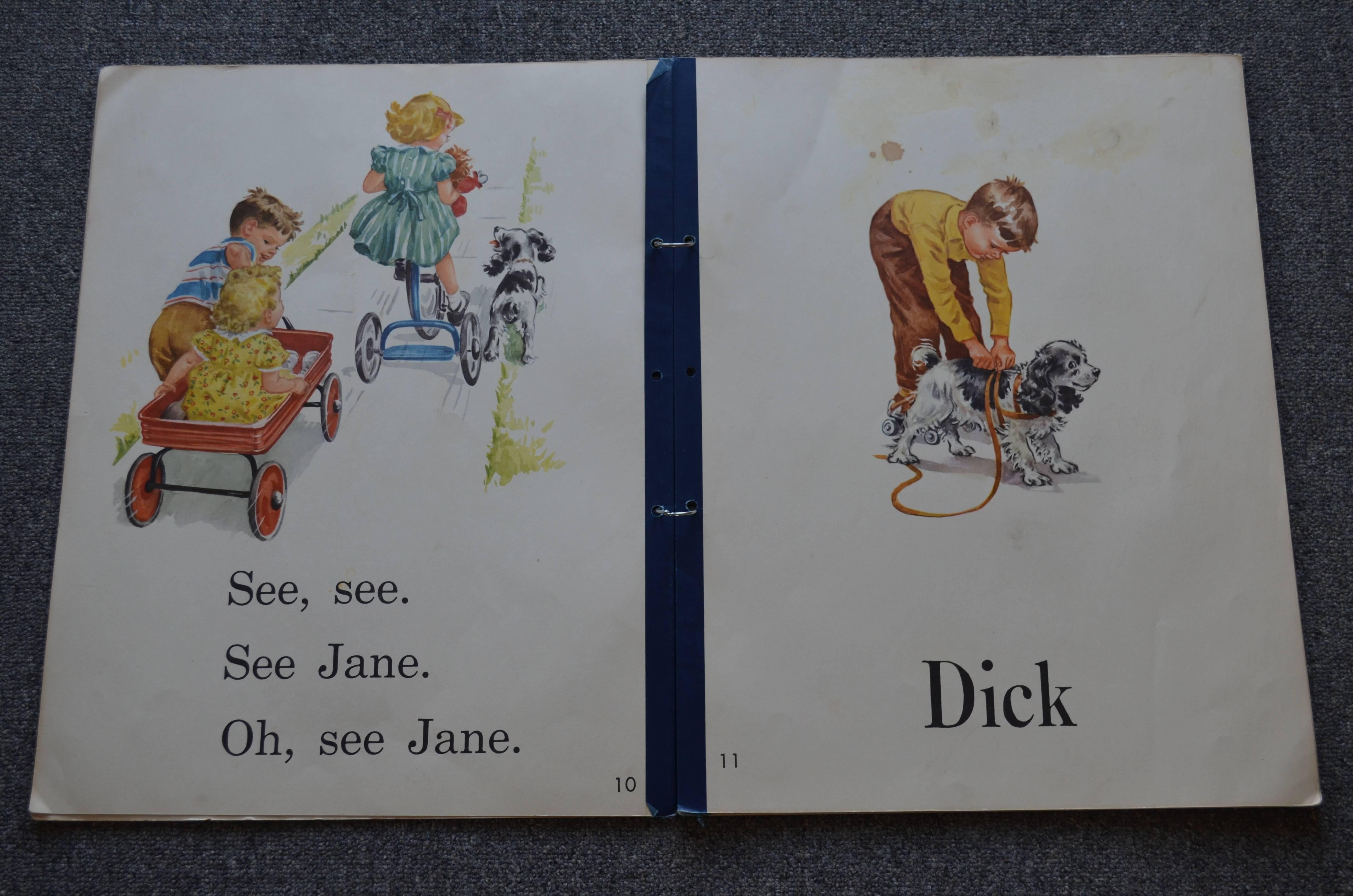 Mid-Century Modern Big Book of Dick and Jane for Beginning Readers, circa 1950s
