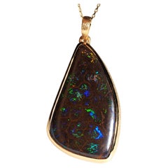 Big Boulder Koroit Opal Collana in argento Opale naturale Ciondolo placcato oro