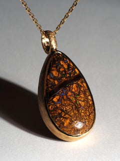 Big Boulder Koroit Opal Silver Pendant Australian Opal Gold Plated Necklace