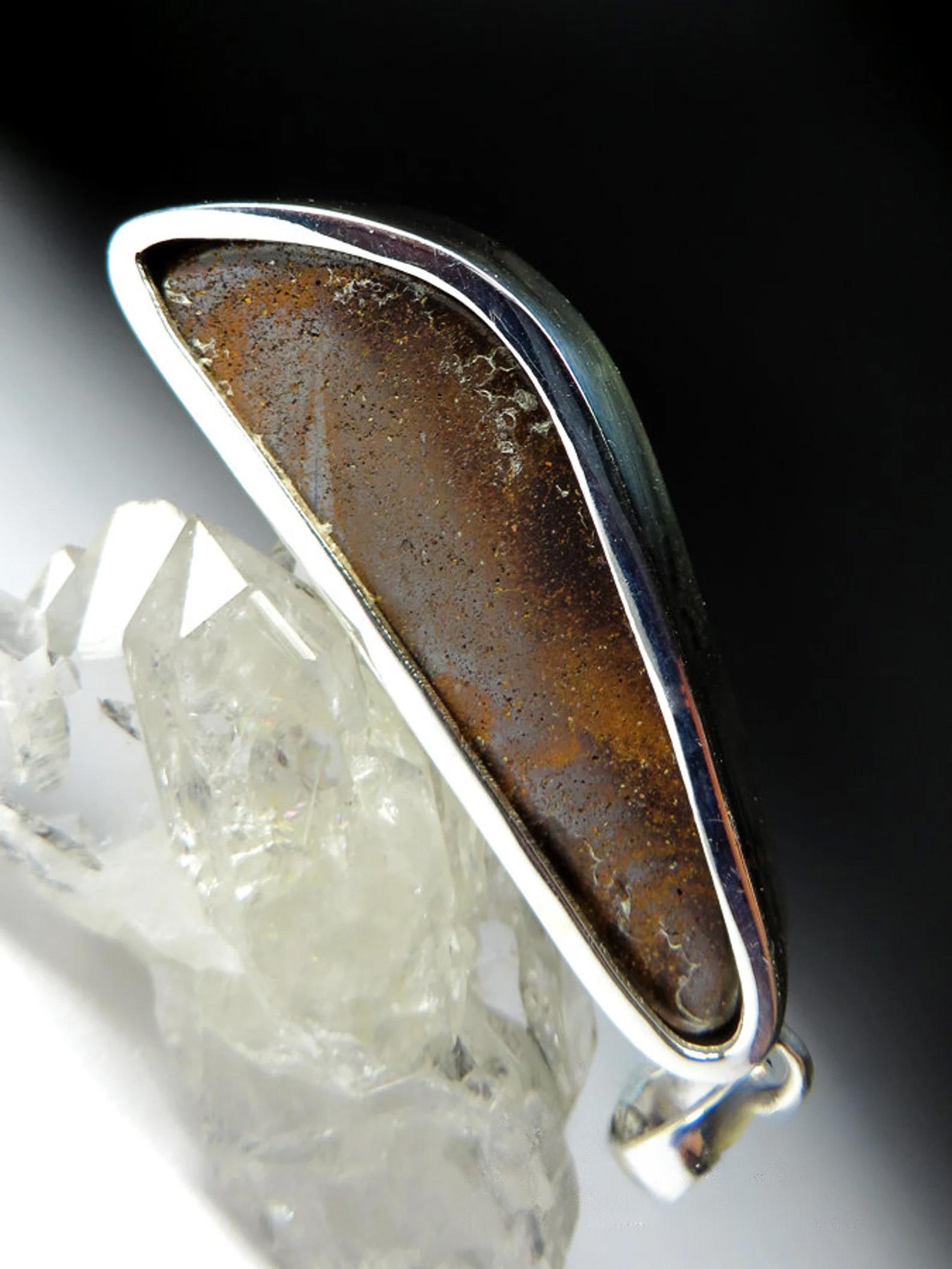 Big Boulder Opal Silver Pendant Australian opal necklace For Sale 2