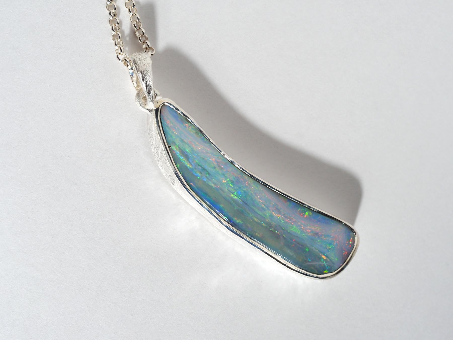 Big Boulder Opal Silber Anhänger Geschenk für Freund Vater Geburtstag natürlichen Edelstein im Angebot 1