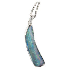 Big Boulder Opal Silver Pendant gift for friend father birthday natural gemstone