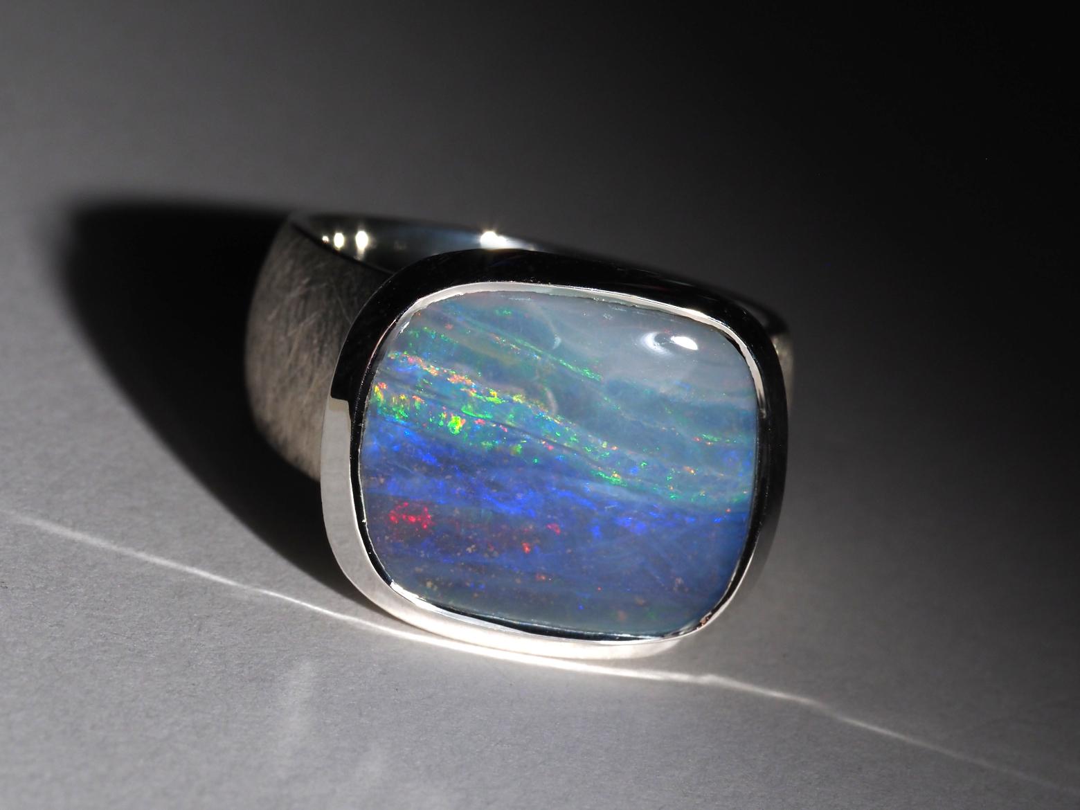 Anello Opale Big Boulder in argento sterling Pietra di nascita di ottobre In condizioni Nuovo in vendita a Berlin, DE