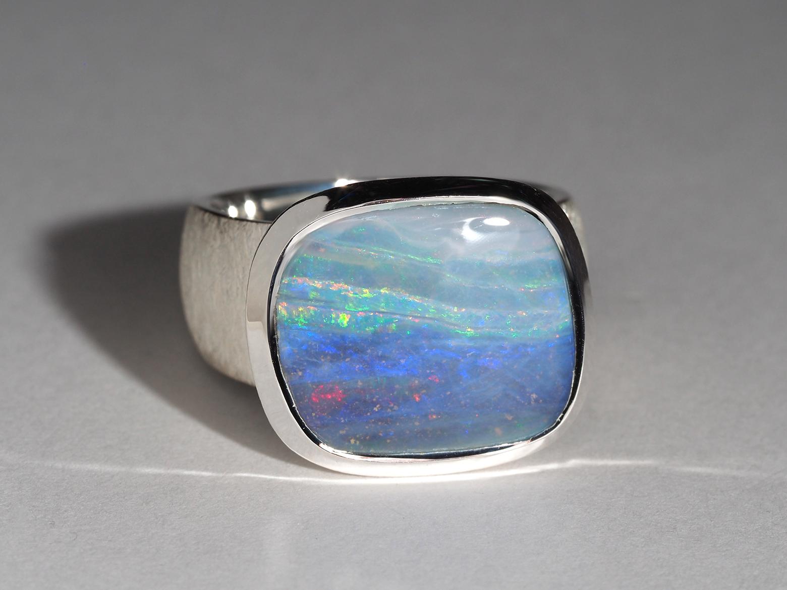 da uomo o donna Anello Opale Big Boulder in argento sterling Pietra di nascita di ottobre in vendita