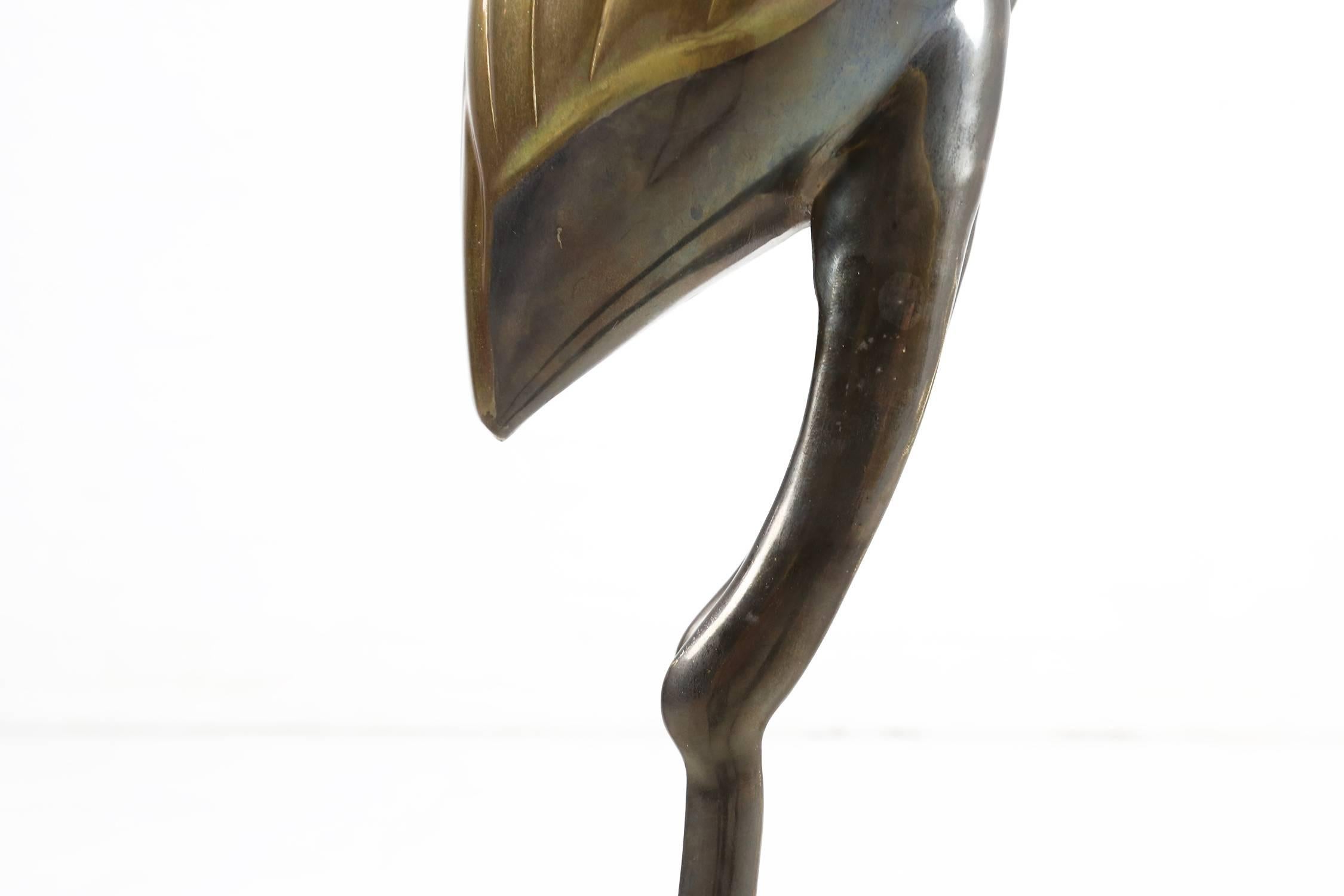 Big Brass Crane or Heron Sculpture Bird, 1970s 3