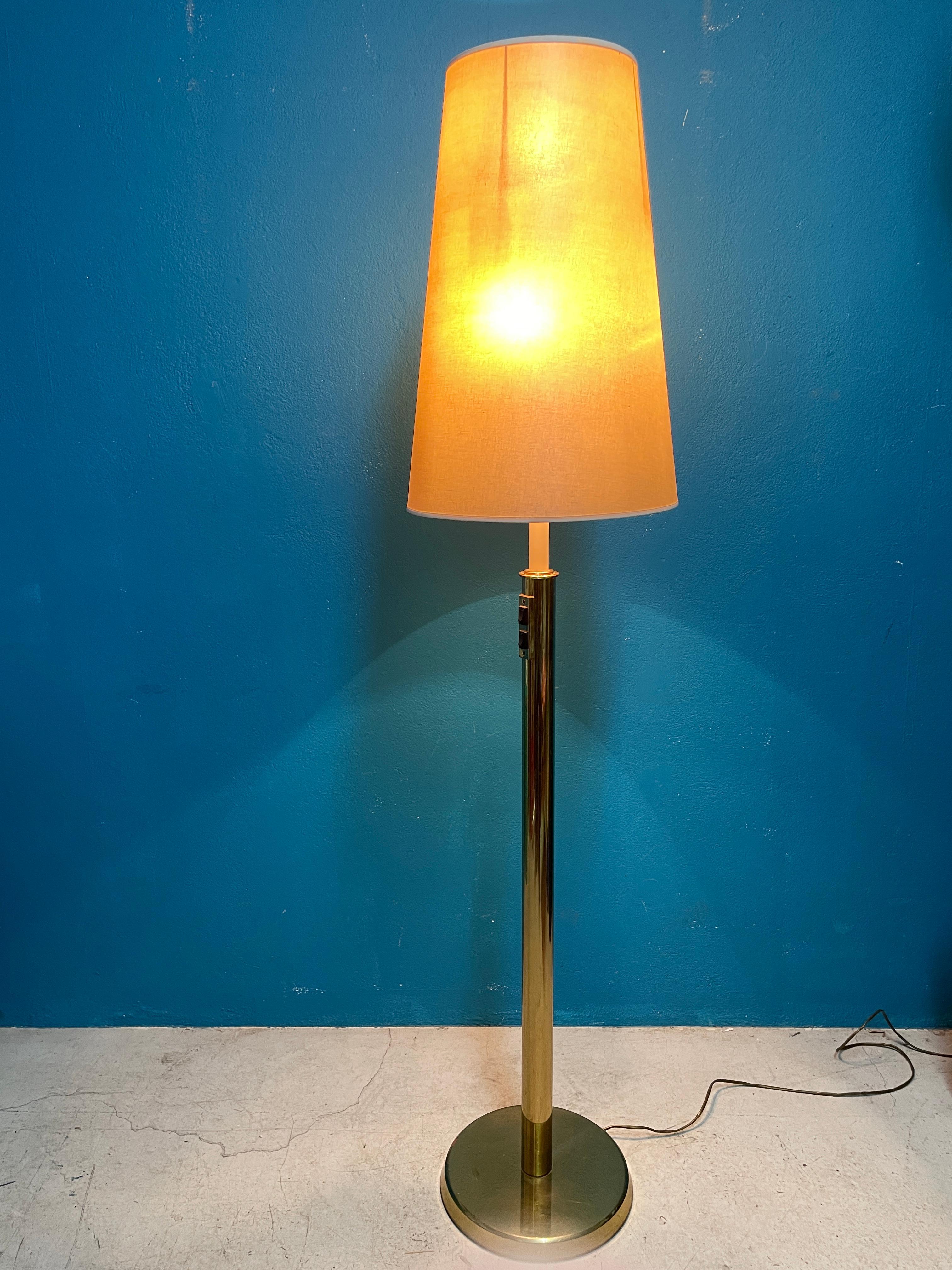 Mid-Century Modern Big brass floor lamp from 1960s. H.K Aro & Knit. Made in Finland For Sale