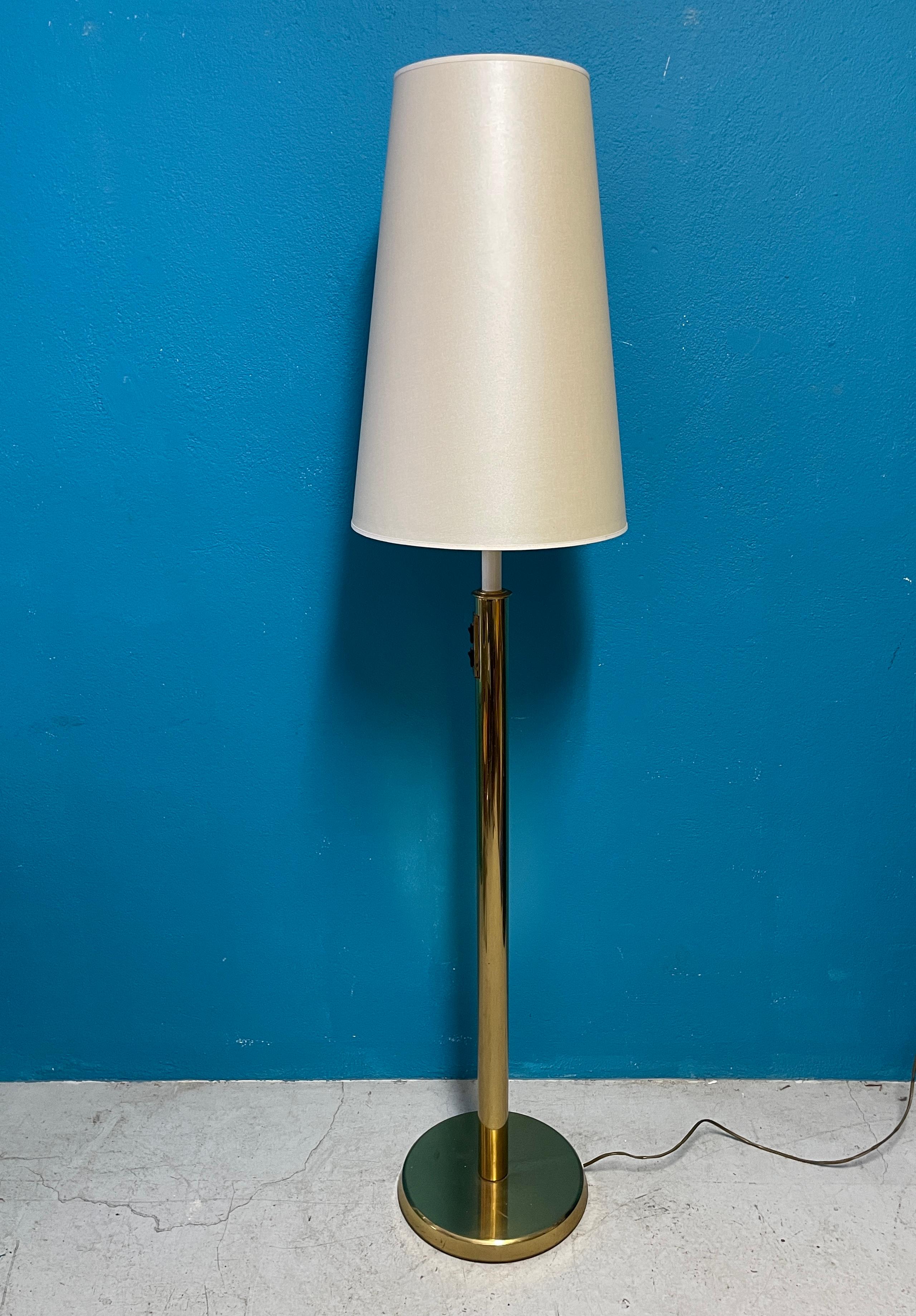 Finnish Big brass floor lamp from 1960s. H.K Aro & Knit. Made in Finland For Sale