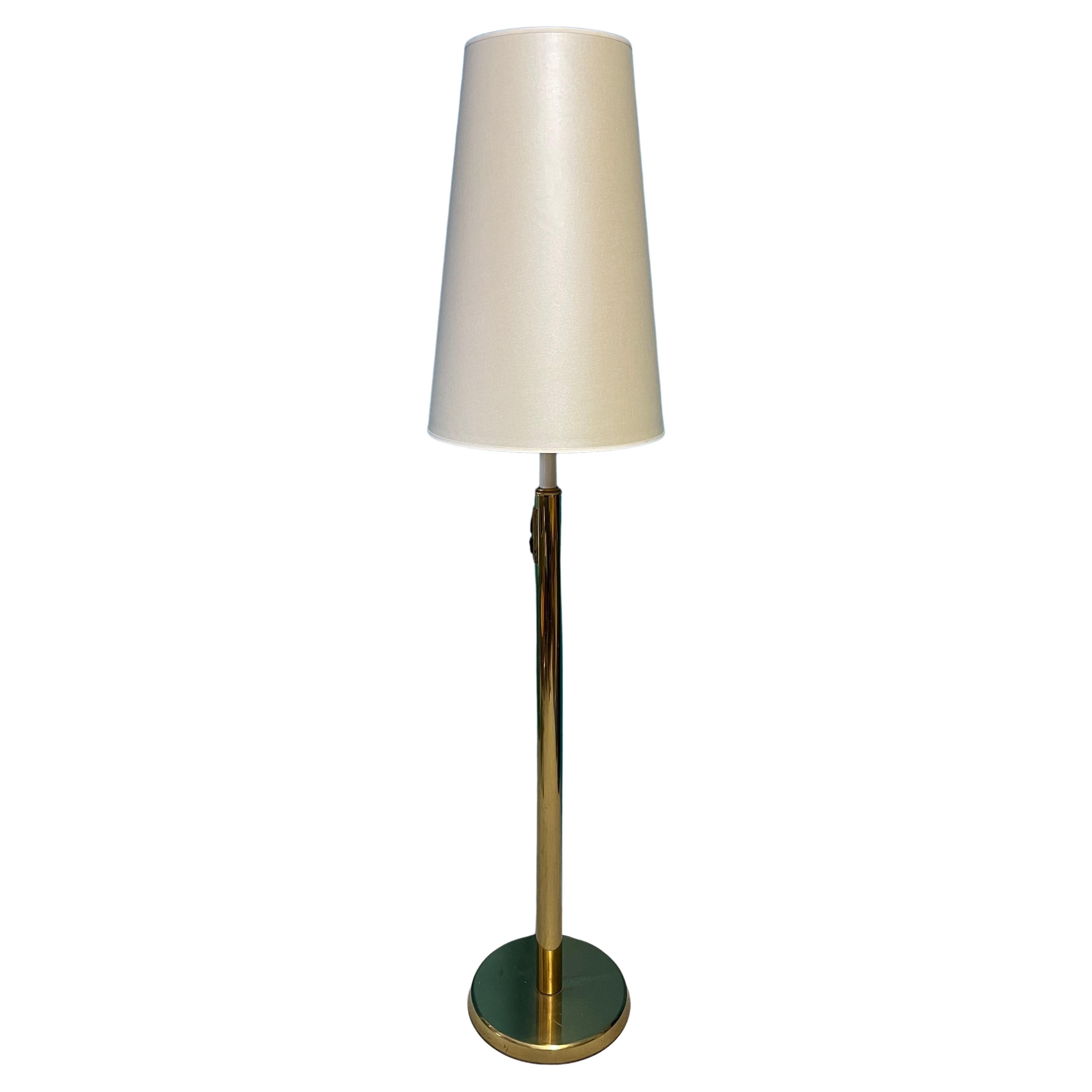 Big brass floor lamp from 1960s. H.K Aro & Knit. Made in Finland For Sale
