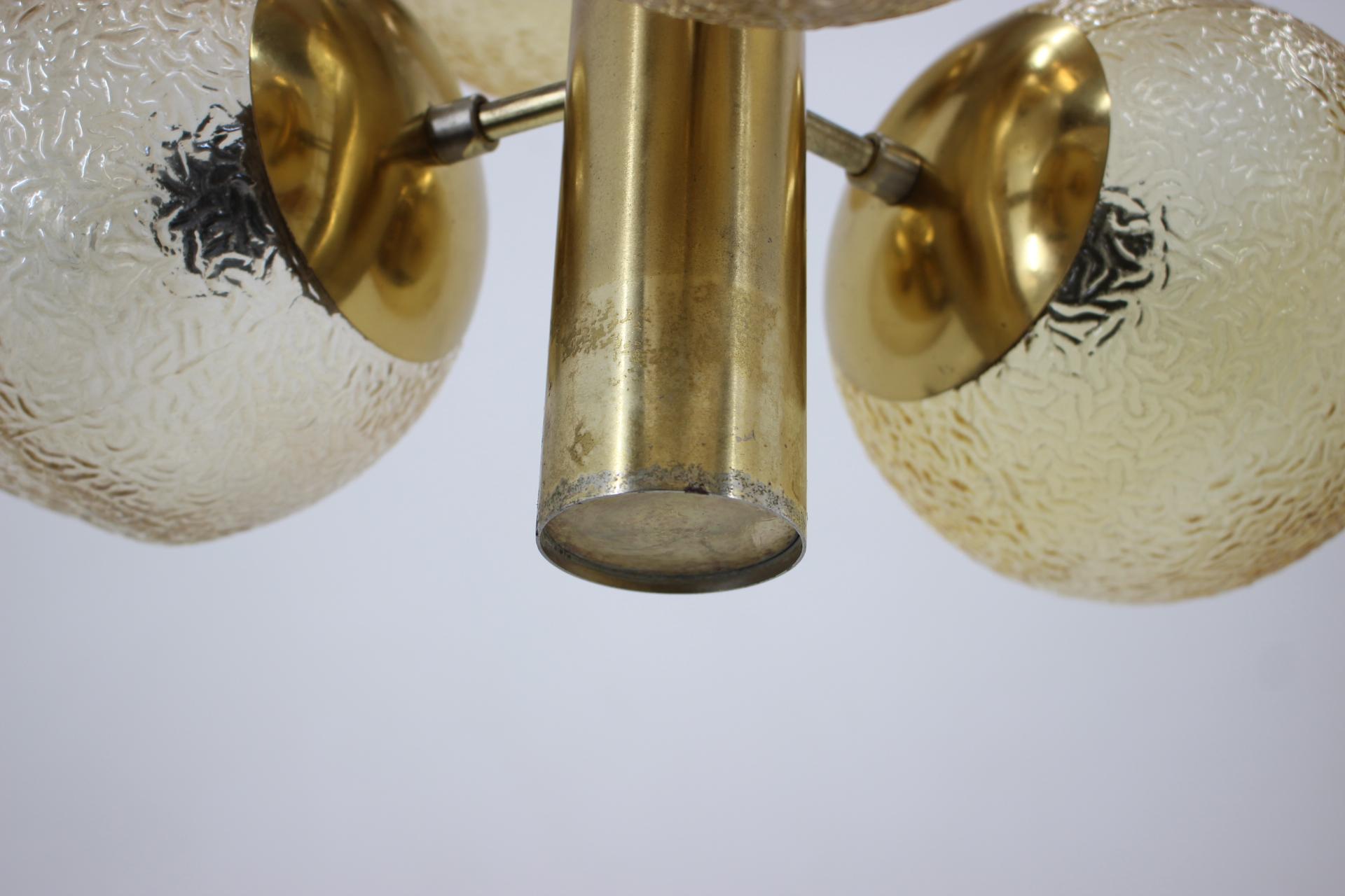Late 20th Century Big Brass Mid Century Sputnik Style Chandelier/ Pendant by Kaiser, 1970's For Sale