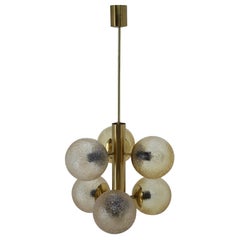 Big Brass Mid Century Sputnik Style Chandelier/ Pendant by Kaiser, 1970's