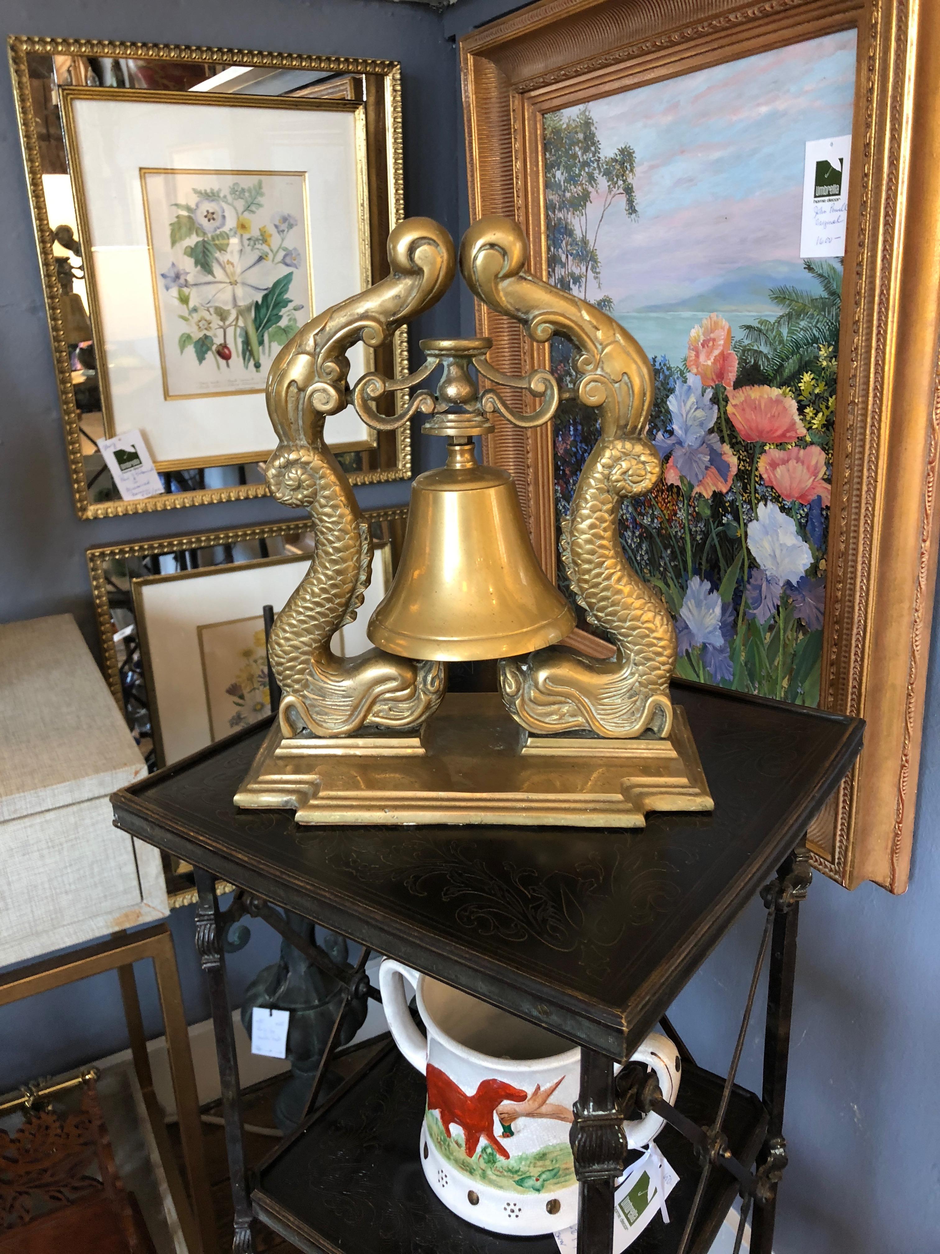 Big Brass Nautical Bell on Stand In Excellent Condition In Hopewell, NJ