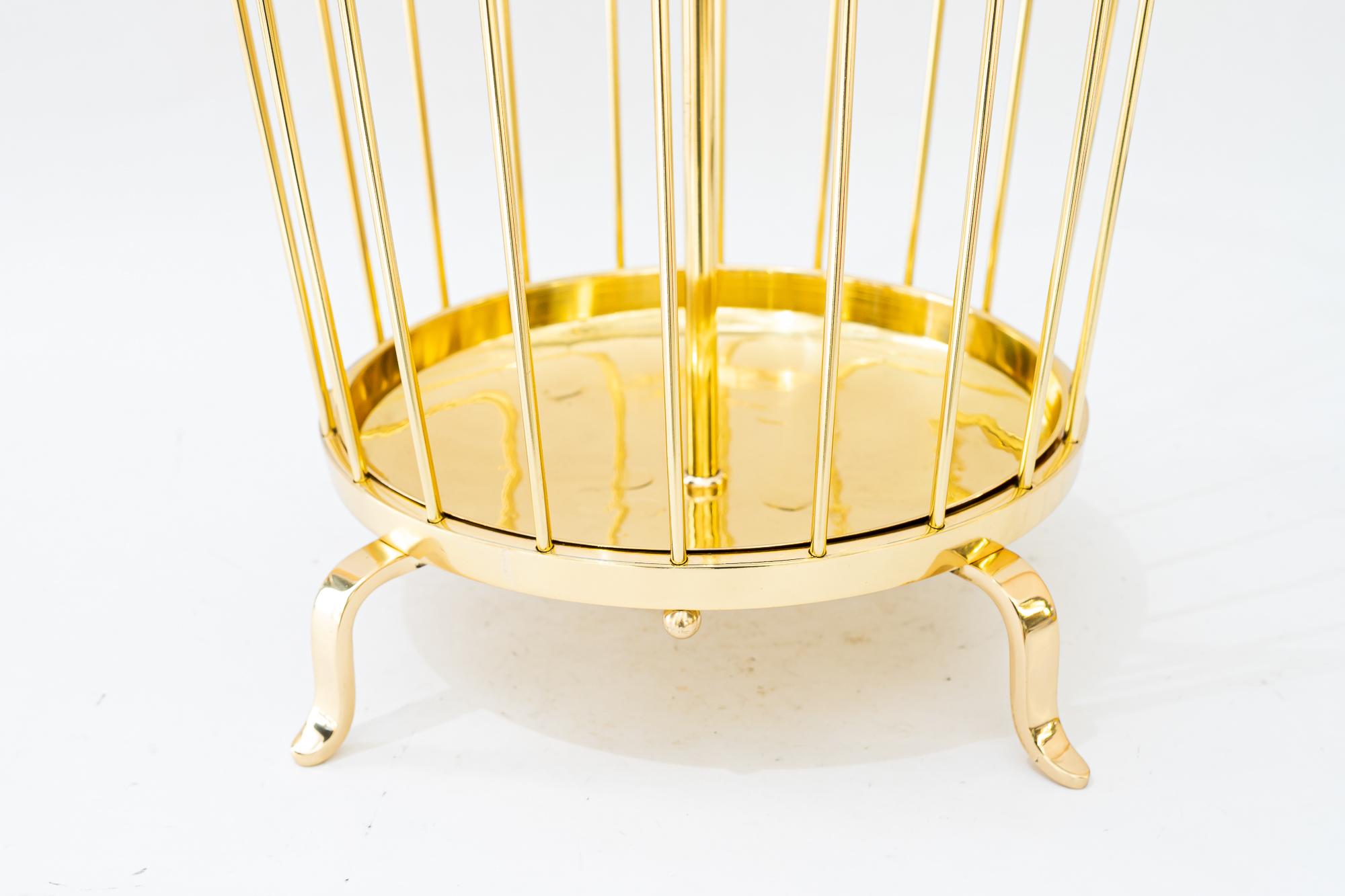 Lacquered Big brass umbrella stand vienna around 1950s For Sale