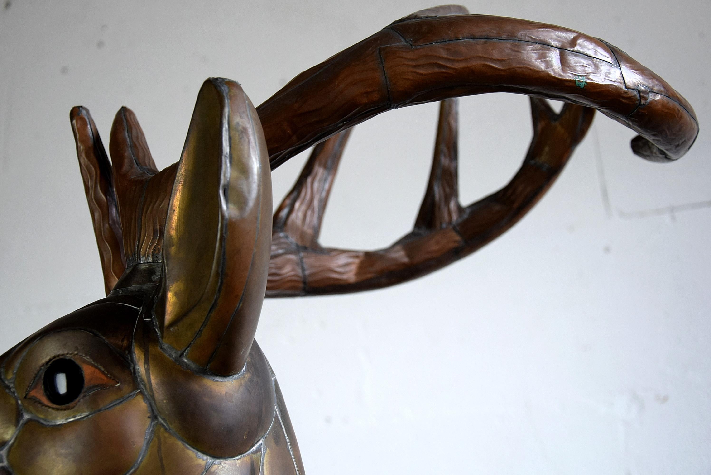 Big Bronze and Copper Deer Sculpture by Sergio Bustamante, 1975 9