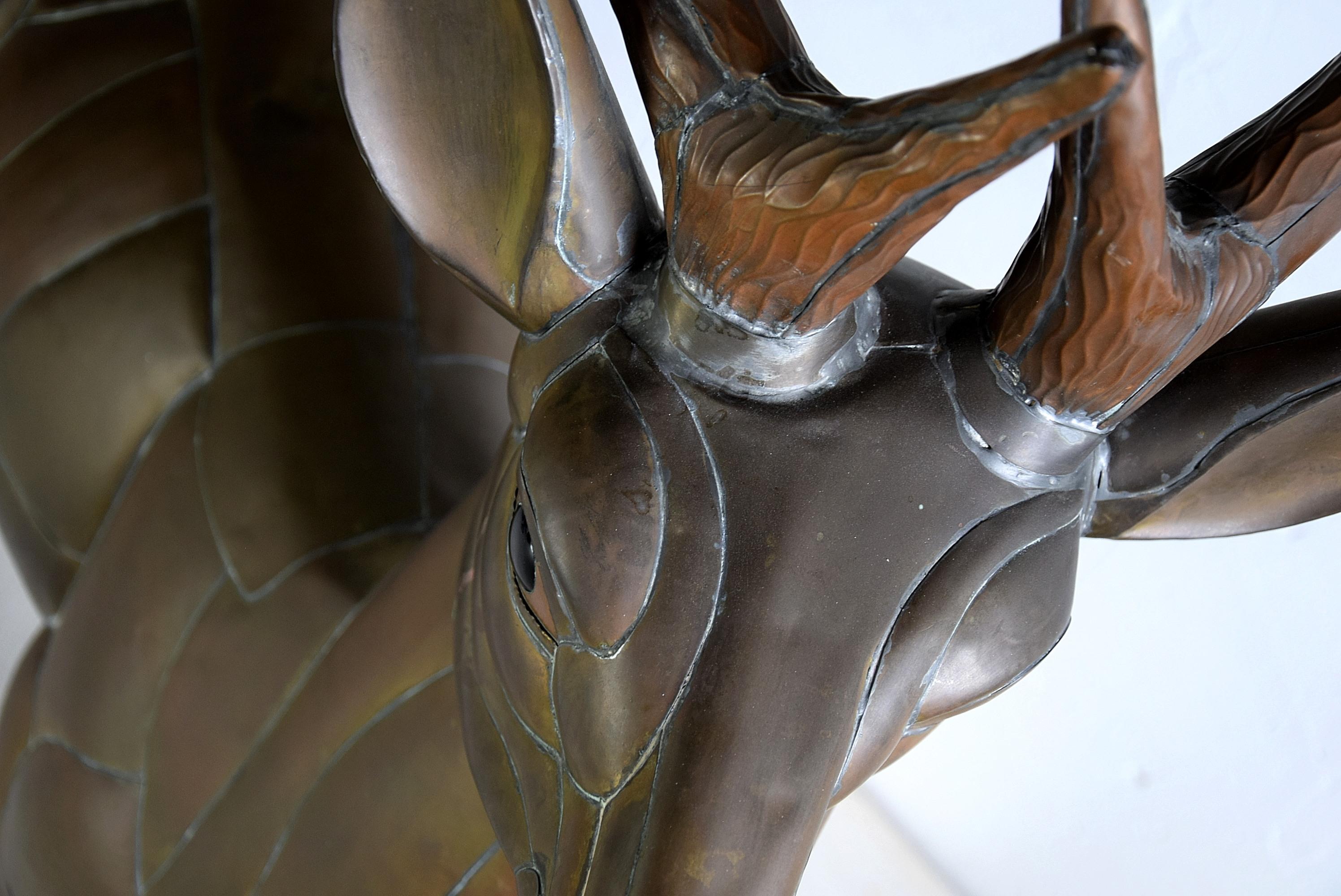 Big Bronze and Copper Deer Sculpture by Sergio Bustamante, 1975 10