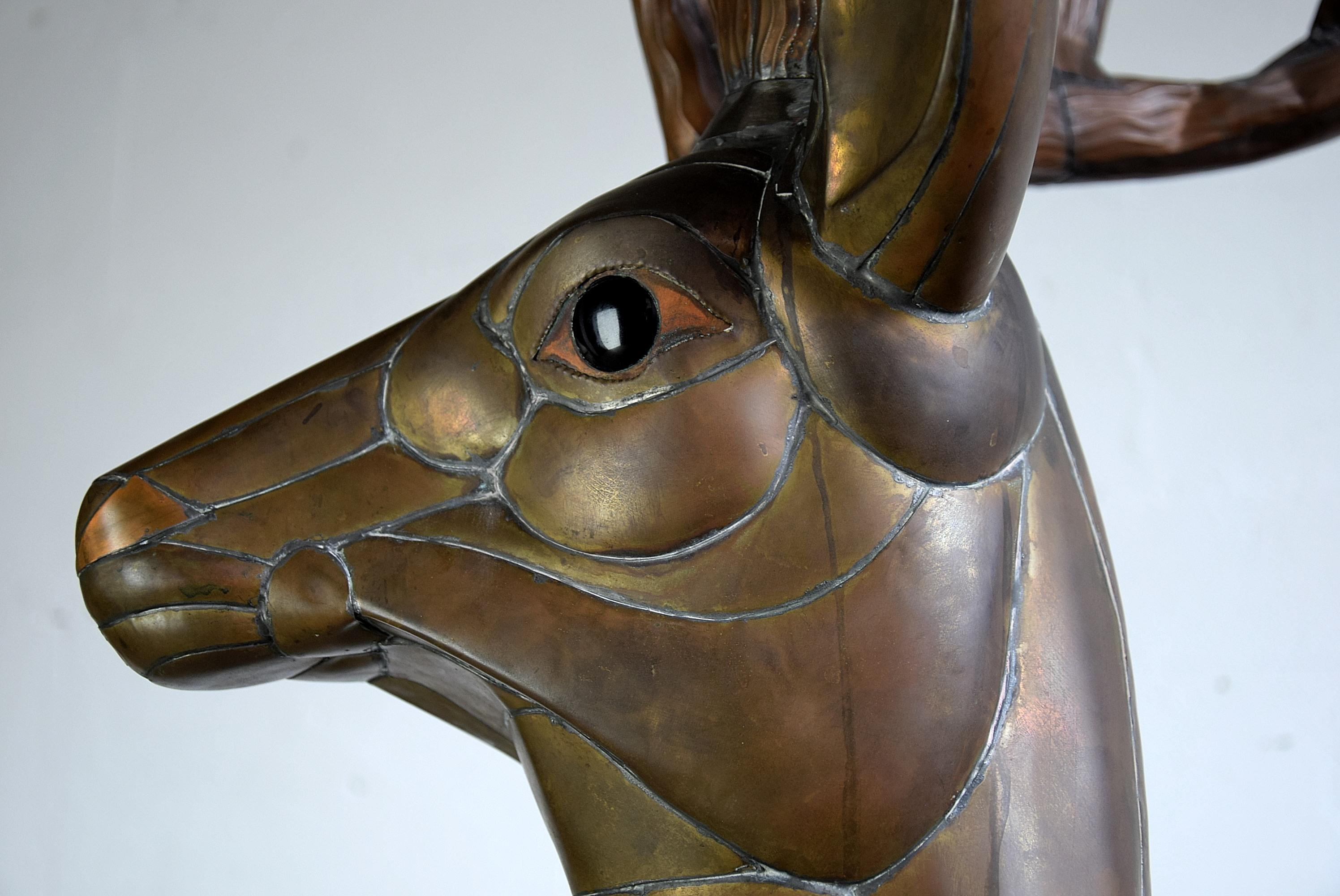 Late 20th Century Big Bronze and Copper Deer Sculpture by Sergio Bustamante, 1975