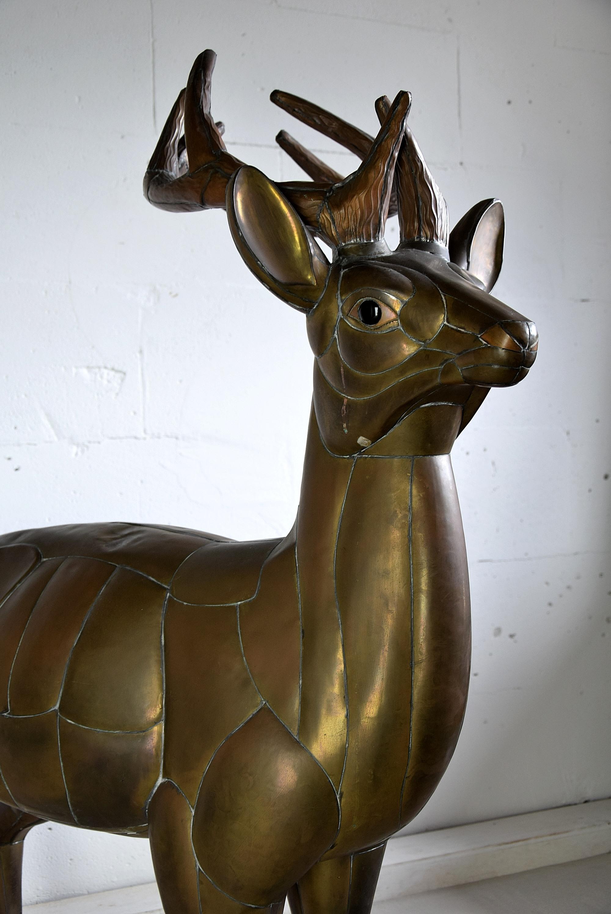 Big Bronze and Copper Deer Sculpture by Sergio Bustamante, 1975 1