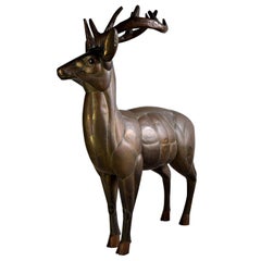 Vintage Big Bronze and Copper Deer Sculpture by Sergio Bustamante, 1975