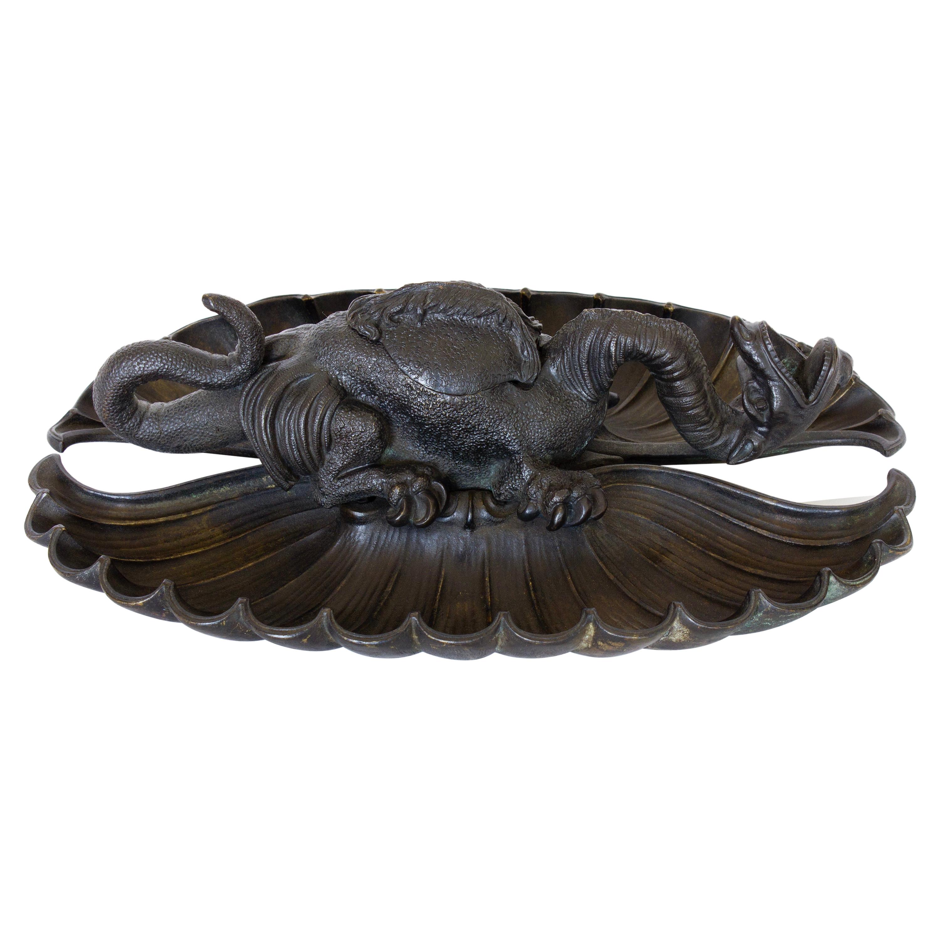 Big Bronze Dragon Inkwell, Russia, 1850s For Sale