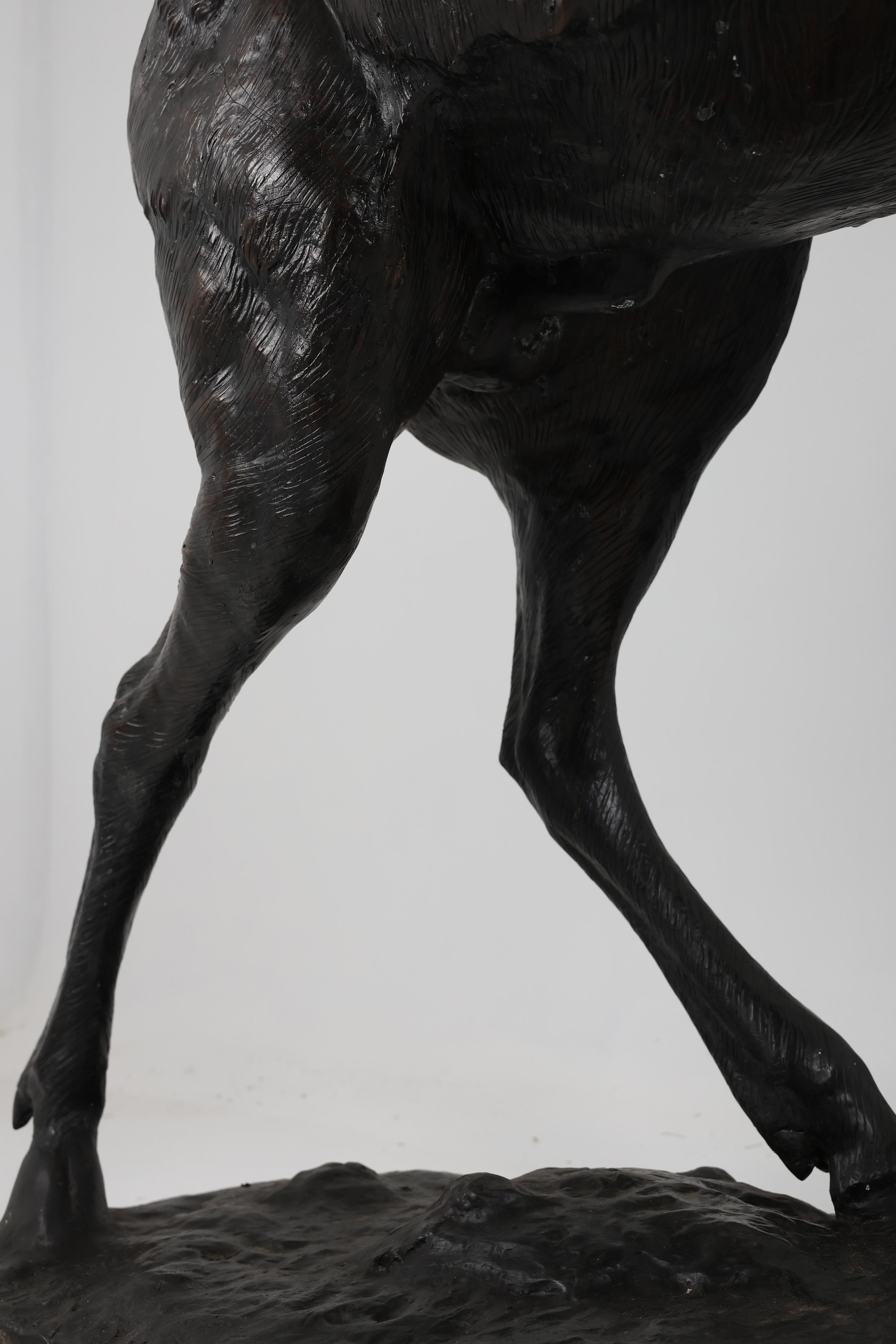 Grande sculpture de cerf en bronze en vente 1