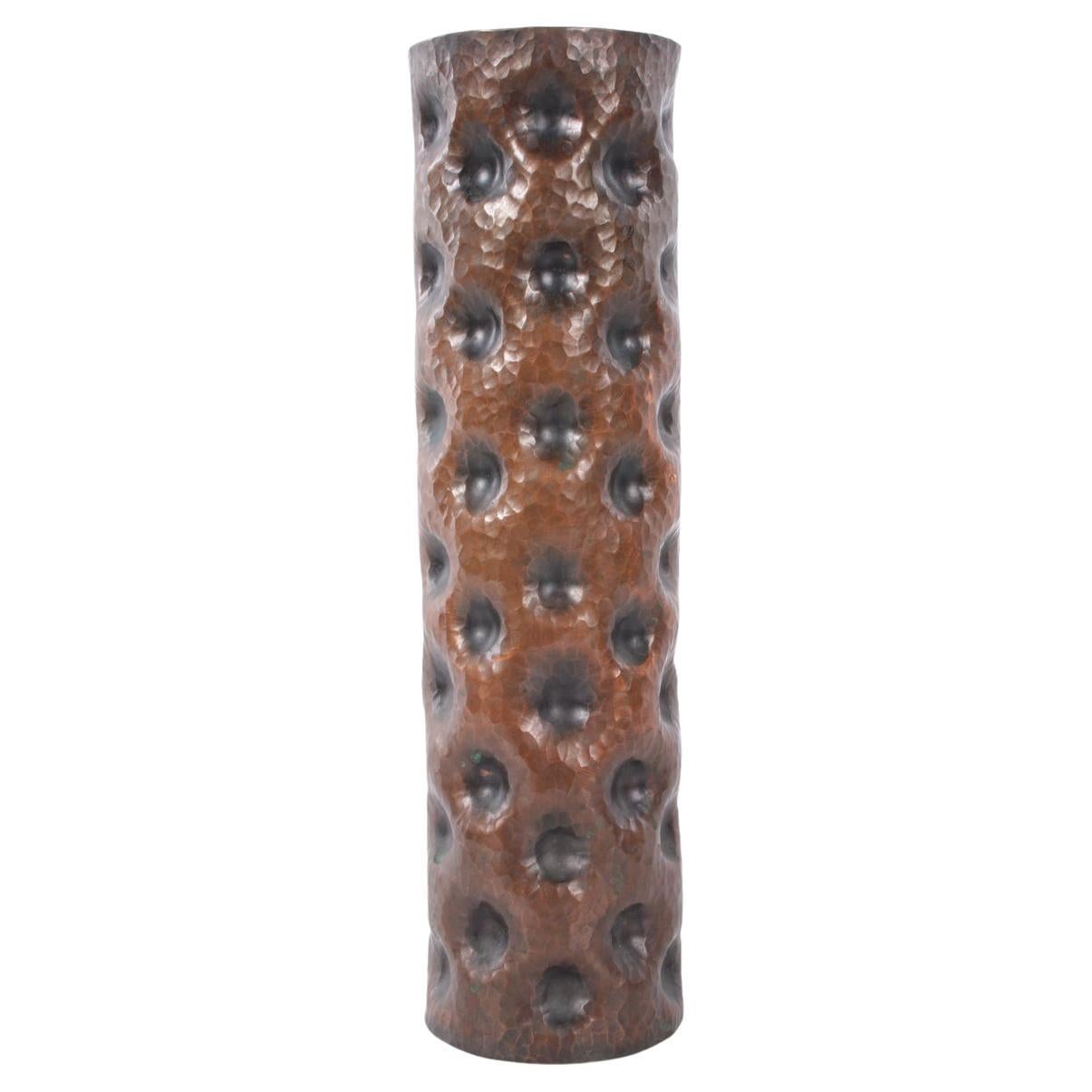 Big Brutalist Sturdy Copper Danish Vase, 1960s