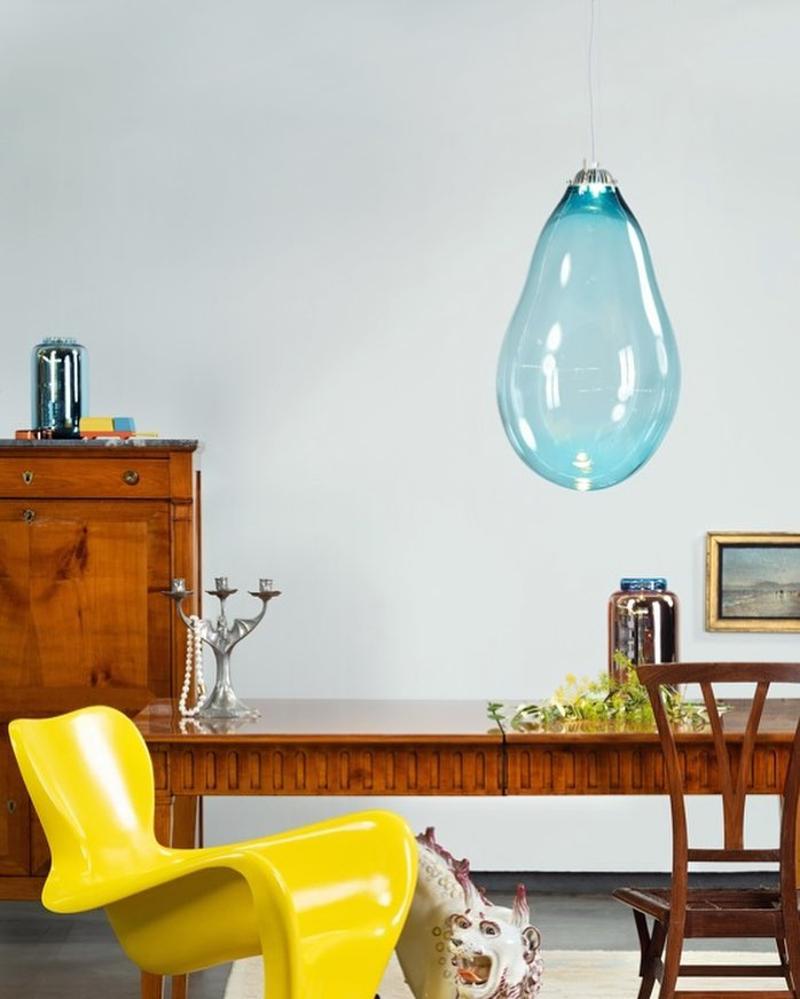 Coloured Small Big Bubble Pendant Light by Alex de Witte
Signed
Each pendant is unique
Dimensions:  45 - 60 cm 
Material: Mouth Blown Glass 

The Big Bubble has already become the icon in Alex de Witte’s oeuvre. These light artworks are all unique