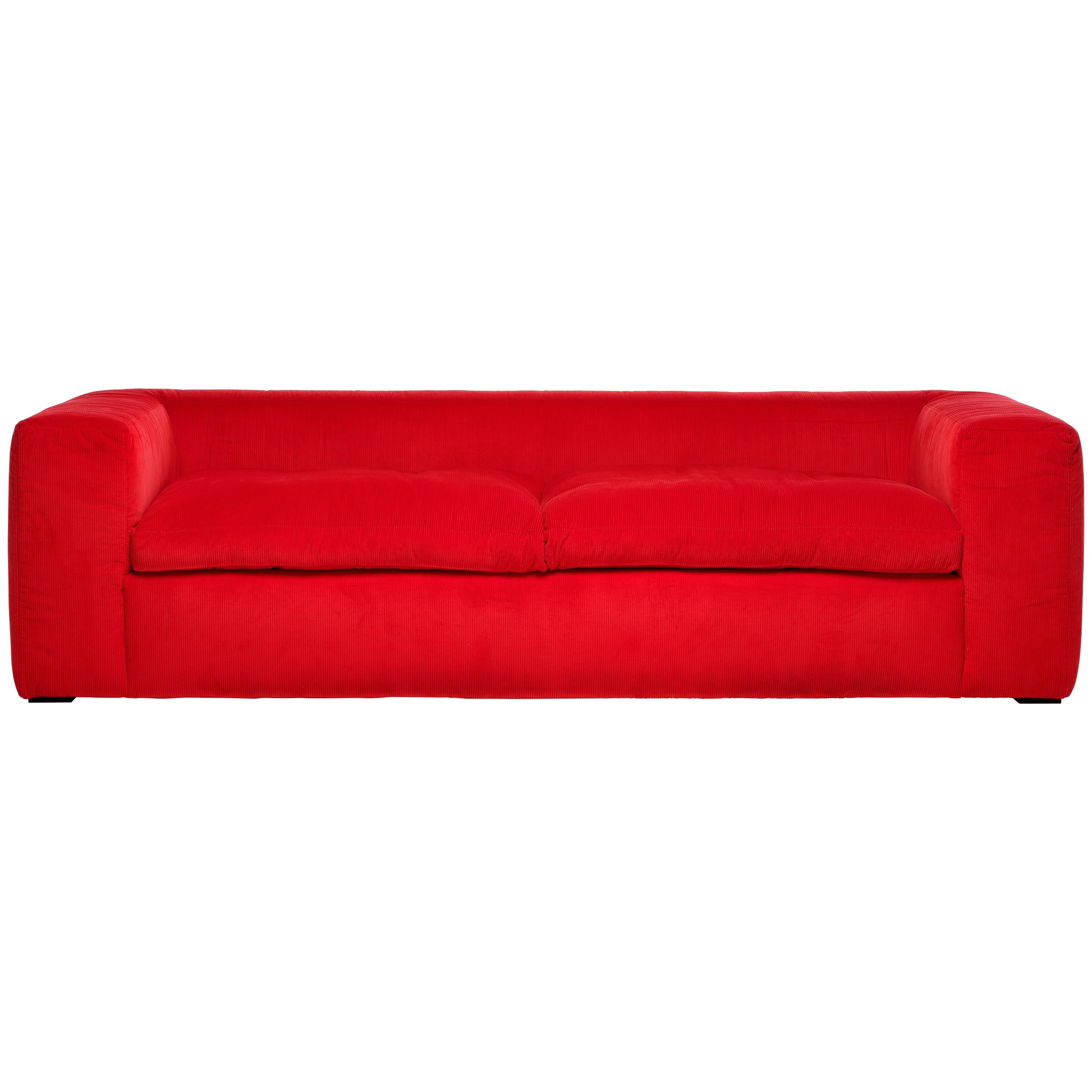 21st Century Modern Italian Sofa Upholstered In Cotton Corduroy For Sale