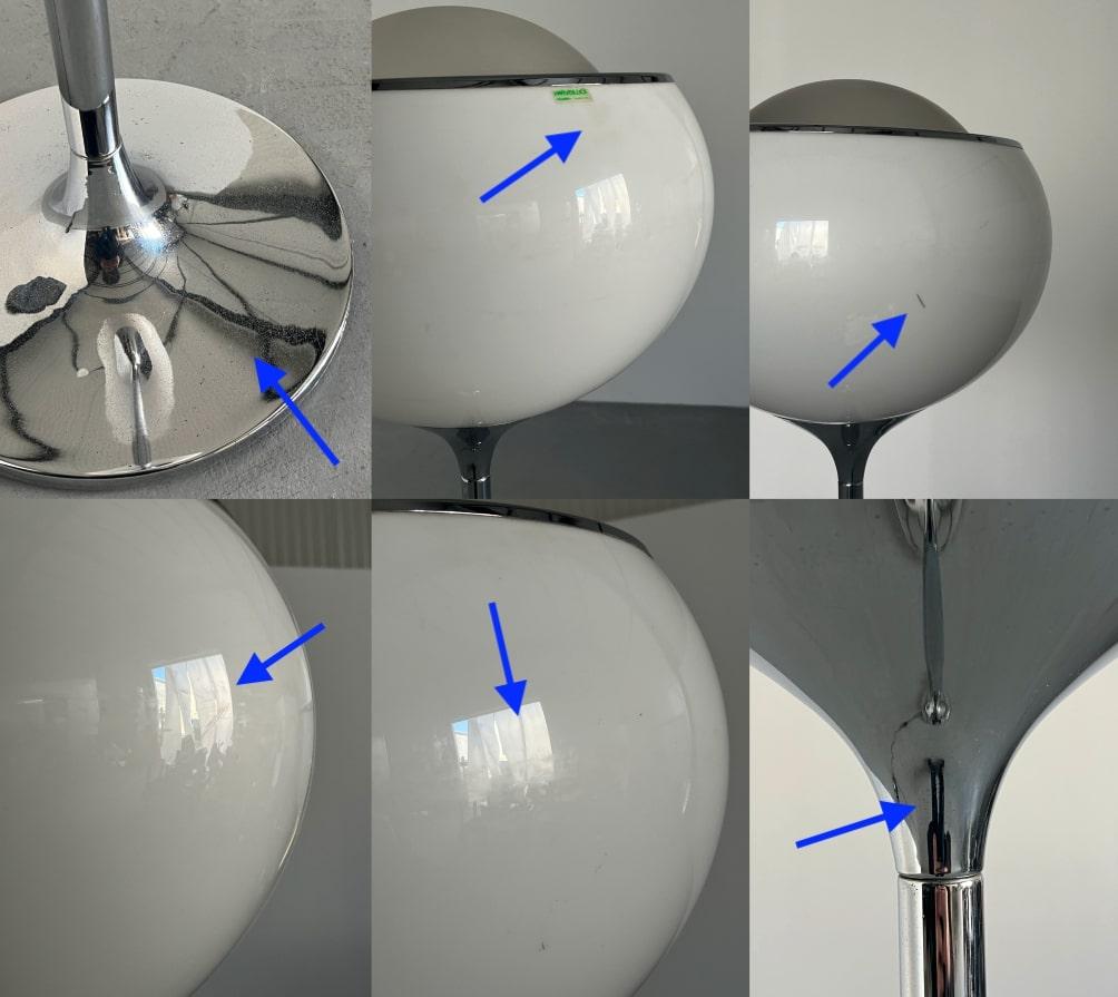 Lampada da terra Big Bud Space Age di Harvey Guzzini, plastica bianca e acciaio cromato in vendita 5