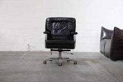 'Big' by Guido Faleschini for i4 Mariani Black Leather Desk Chair, 1980s, Signed