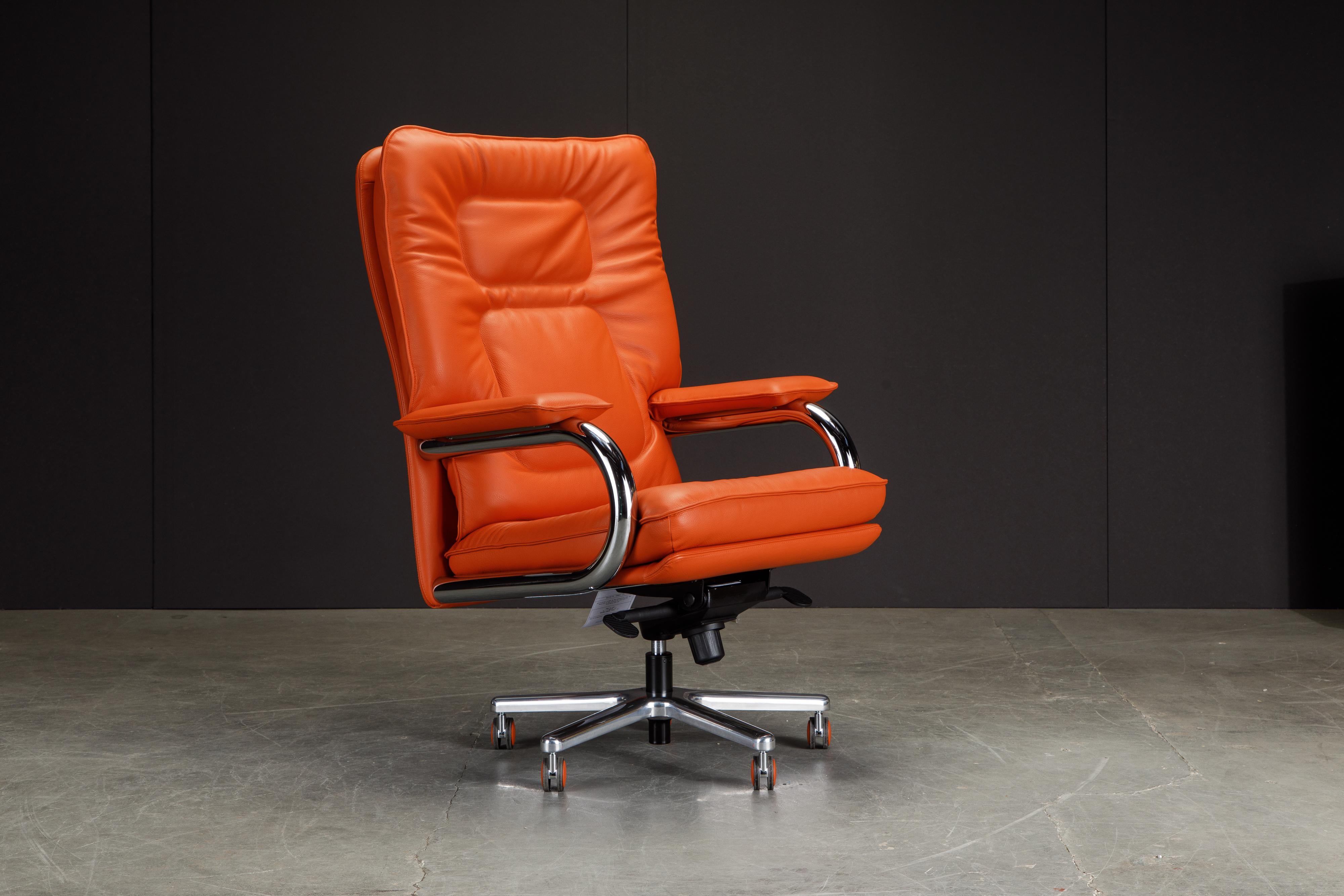 orange leather office chair