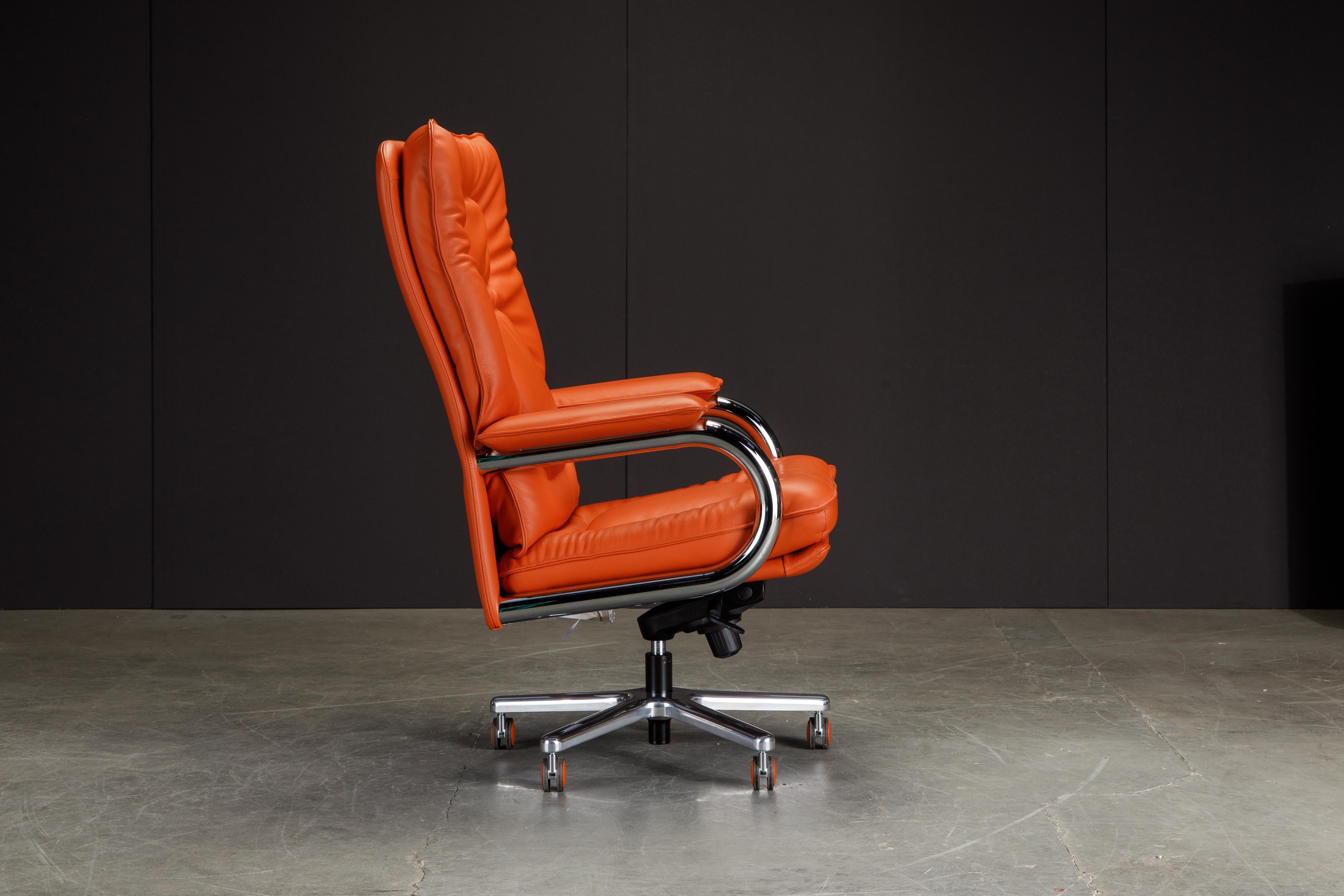 orange leather office chair
