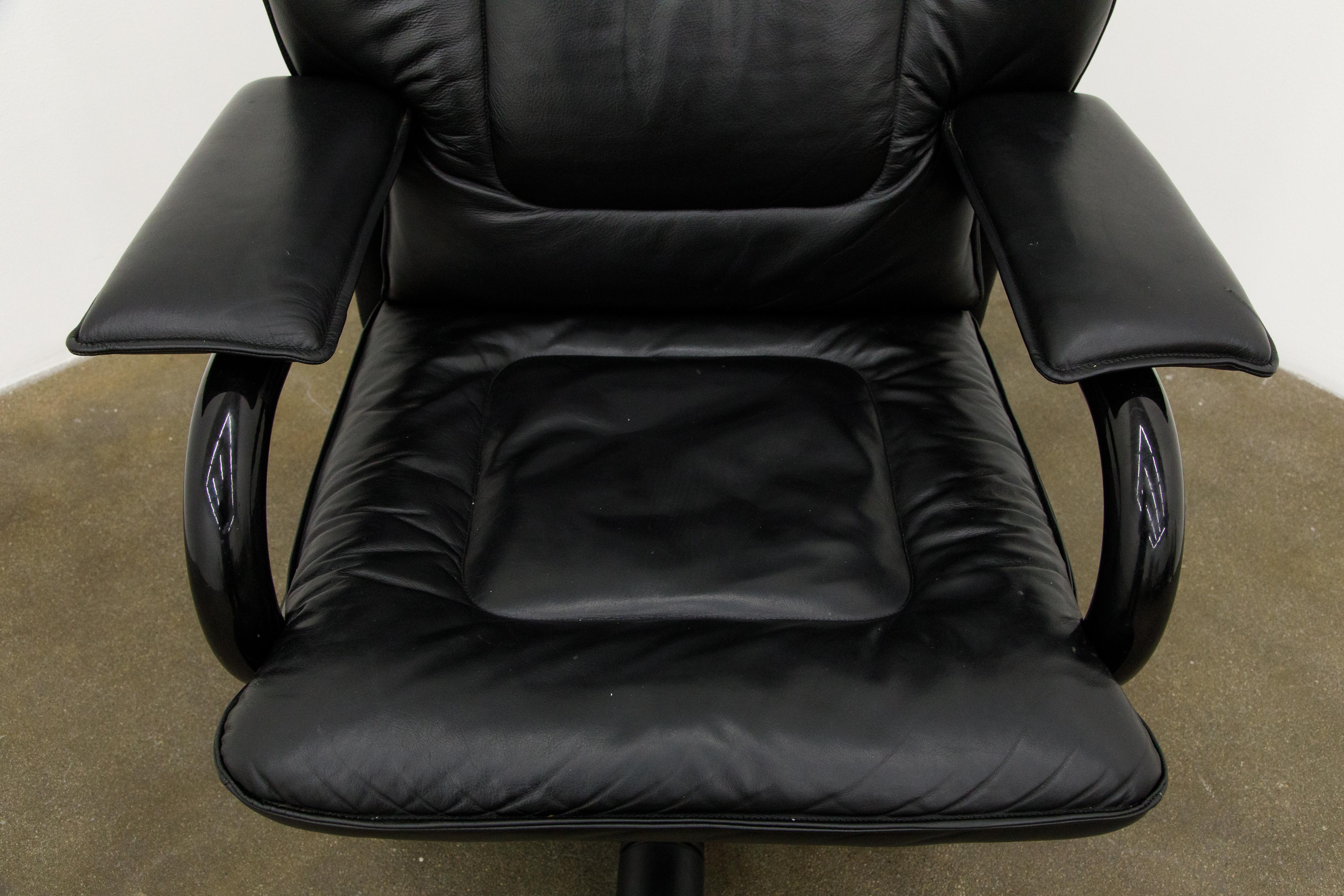 'Big' by Guido Faleschini for Mariani Executive Leather Desk Chair 1980s, Signed 5