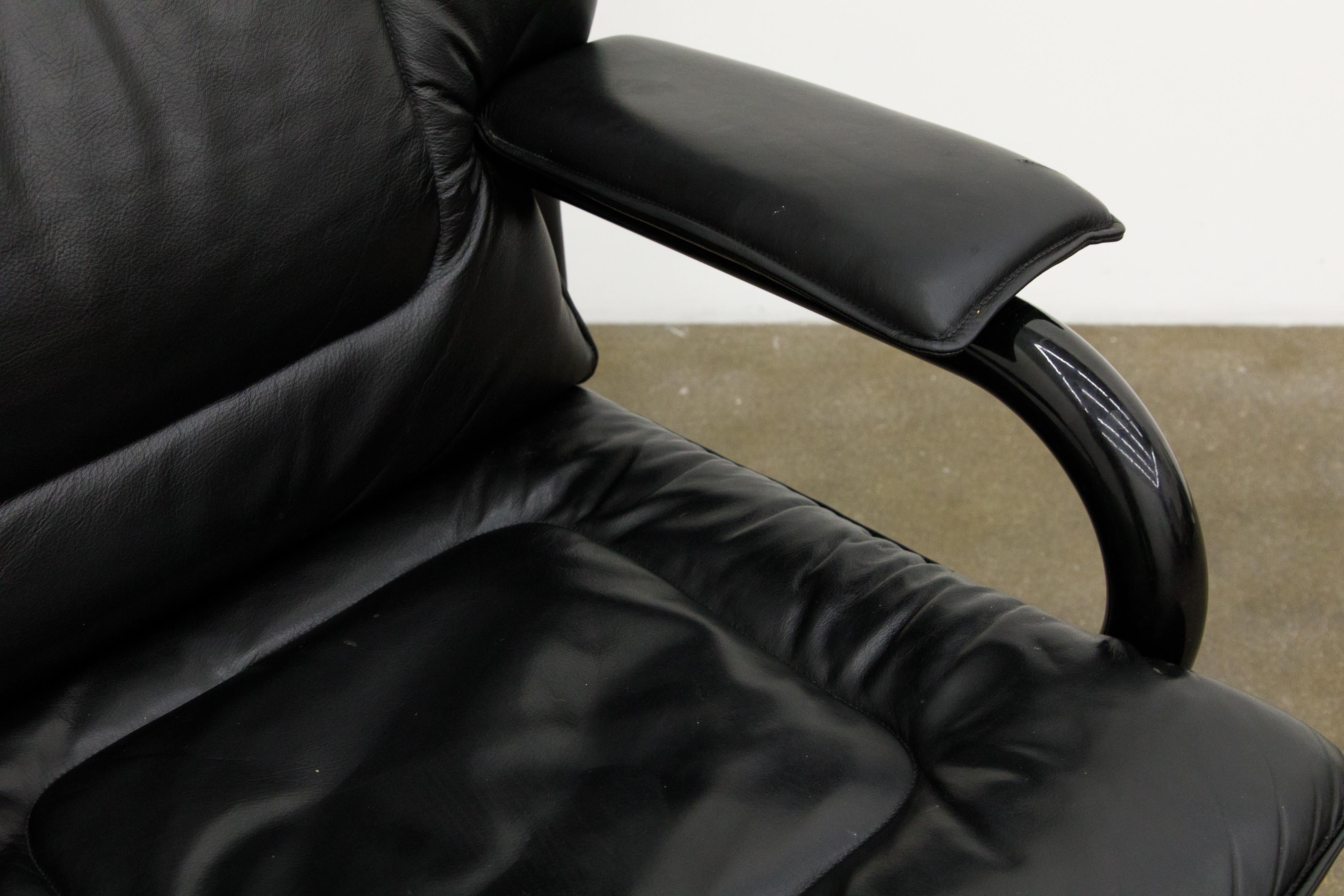 'Big' by Guido Faleschini for Mariani Executive Leather Desk Chair 1980s, Signed 6