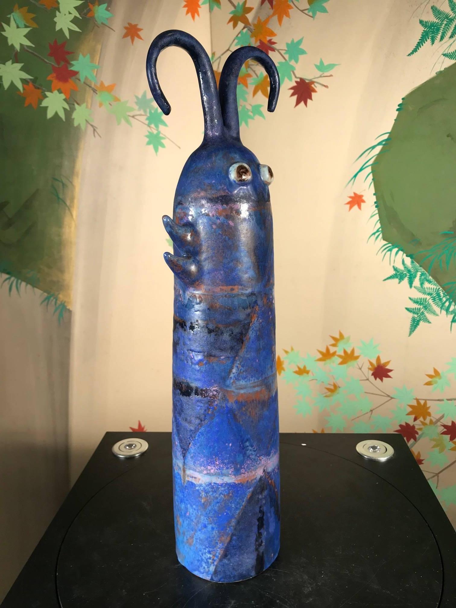 Big Blue Caterpillar Master Work by Eva Fritz-Lindner In Good Condition In South Burlington, VT