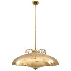 Big Ceiling Brass Lamp Model ER 160 by Itsu, Finland, 1960s