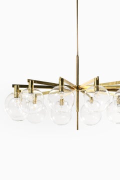 Big Ceiling Lamp in Brass & Original Clear Glass by Hans-Agne Jakobsson, 1950's