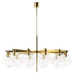 Big Ceiling Lamp in Brass & Original Clear Glass by Hans-Agne Jakobsson, 1950's