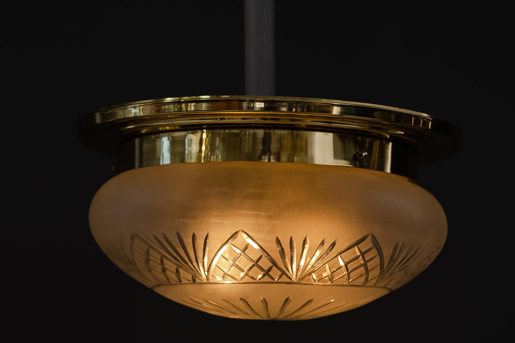 Brass Big Ceiling Lamp in the Style of Art Deco