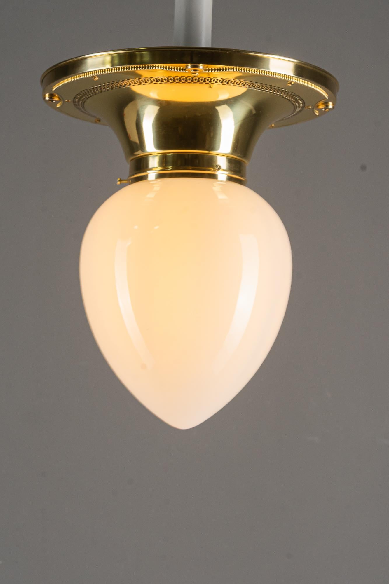 Big Ceiling lamp with opal glass shade vienna around 1920s In Good Condition For Sale In Wien, AT